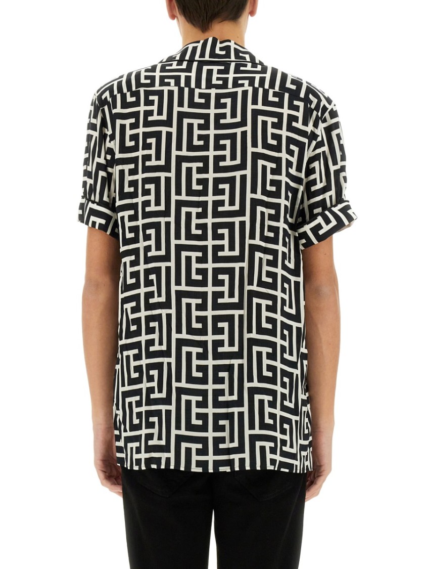 Shop Balmain Monogram Shirt In Multicolor