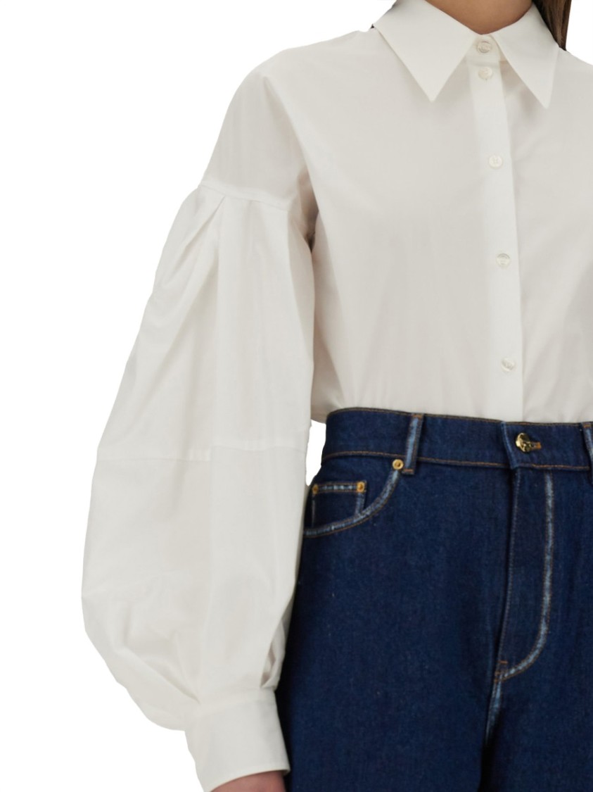 Nina Ricci Collared Shirt Puff Sleeves In White