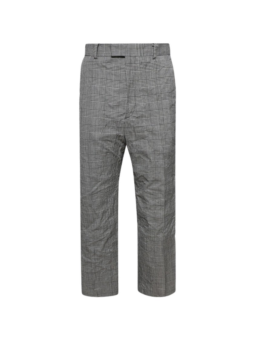 Vetements Metalized Wrinkled Tailored Pants Grey Check In Grey