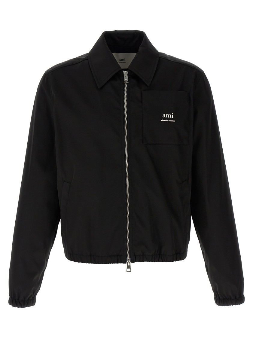 Ami Alexandre Mattiussi Ami Sleek Black Jacket With Versatile Two-way Zip
