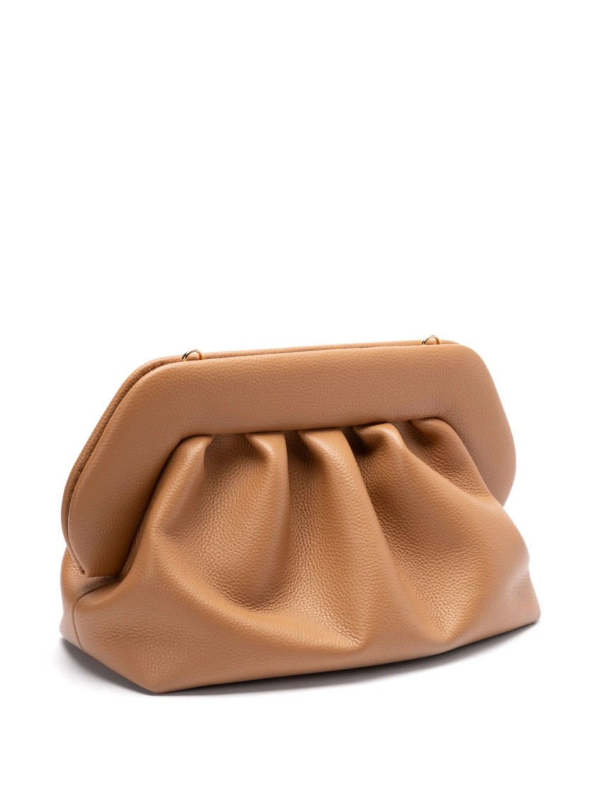 Themoirè Gathered Texture Clutch In Macadamia Tone In Nude