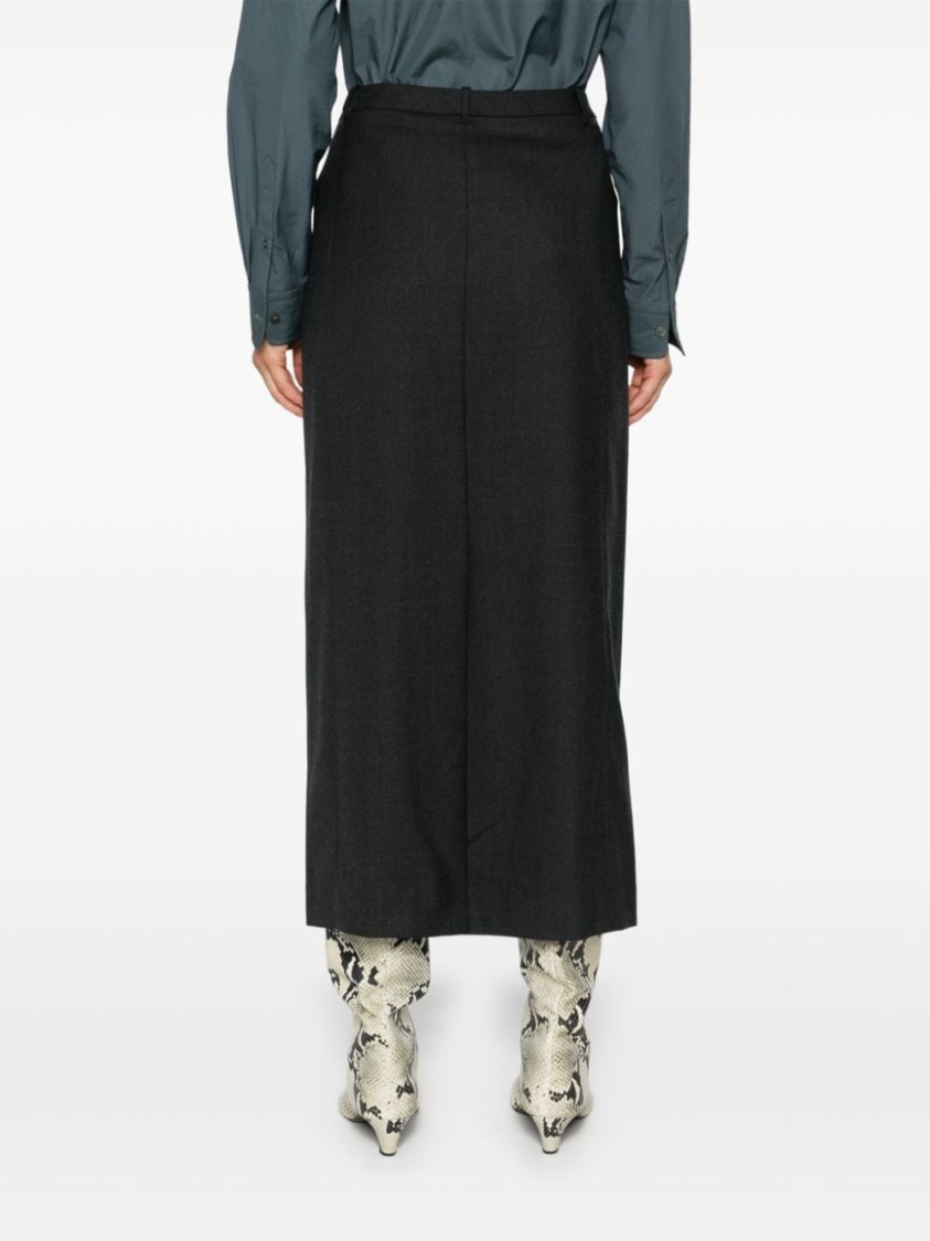 Theory Flannel Maxi Skirt In Black