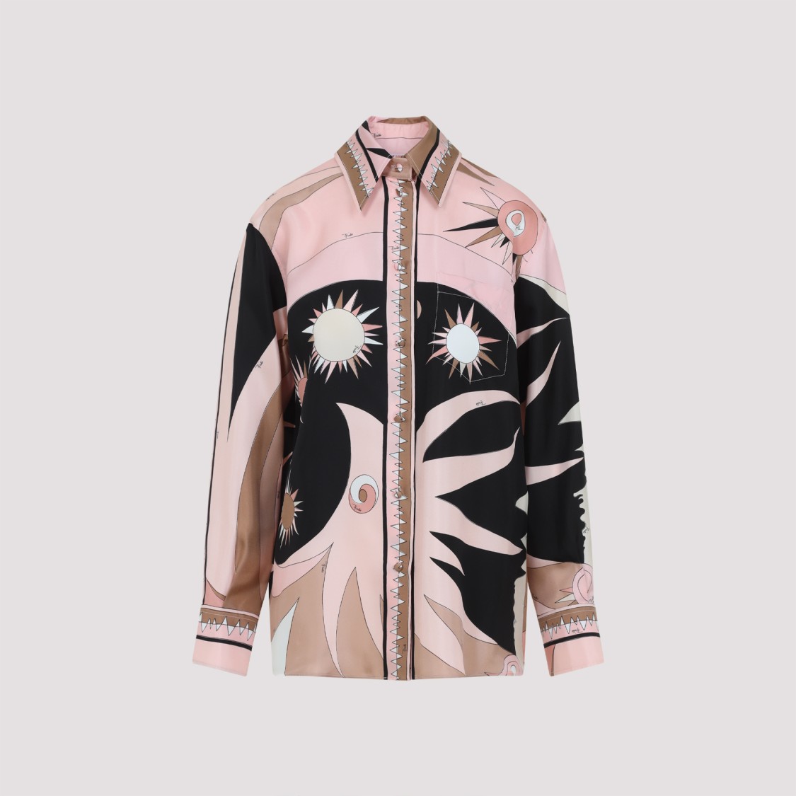 Shop Pucci Nude Beige Silk Stella Shirt