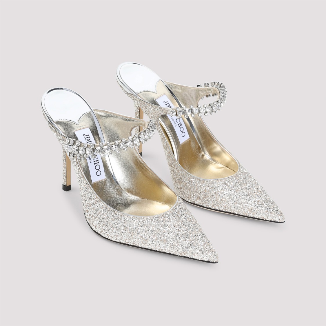 JIMMY CHOO JIMMY CHOO POINTED TOE BEIGE LEATHER MULES