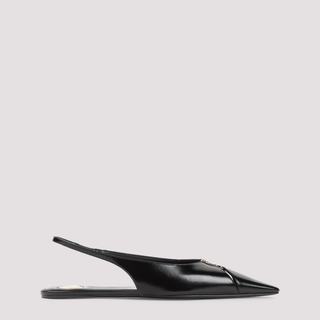 Saint Laurent Leather Slingback Ballet Flats With Pointed Toe In Black