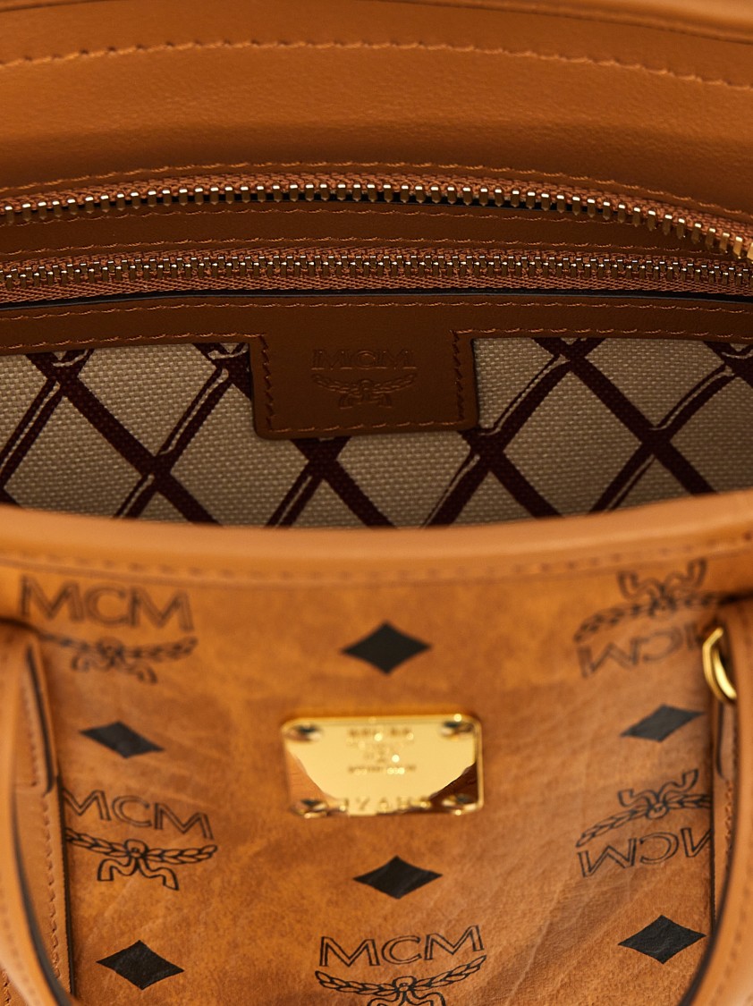 Mcm Mini Tony Printed Canvas Handbag In Brown