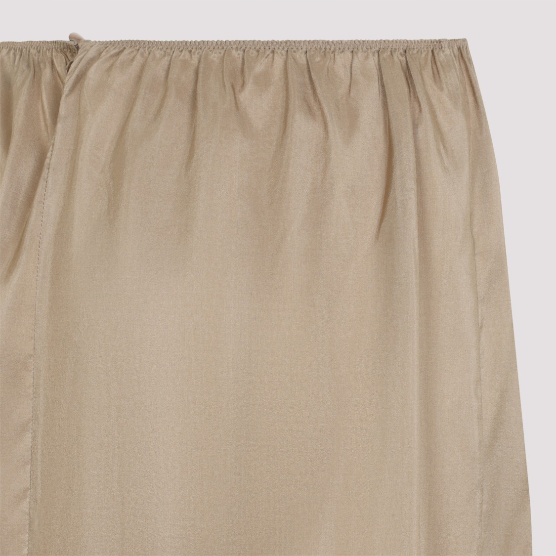 Shop Carven Fawn Brown Silk Midi Skirt