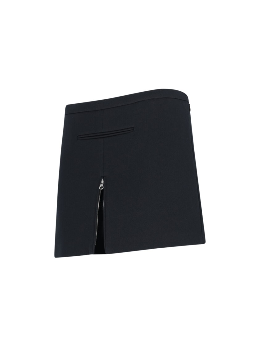 COURRÈGES COURRÈGES ZIP MINI SKIRT IN BLACK FABRIC