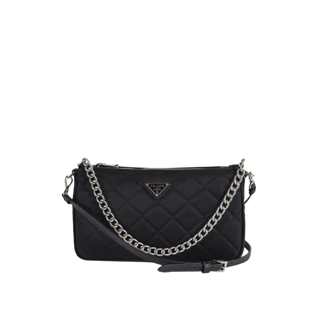 Prada Quilted Shoulder Bag With Enamelled Triangle Logo