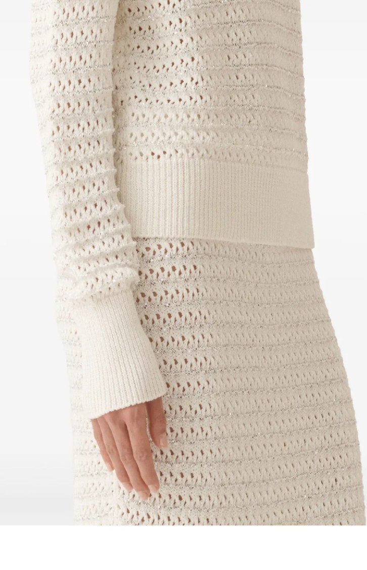 Fabiana Filippi Textured Open Weave Knit Sweater In White