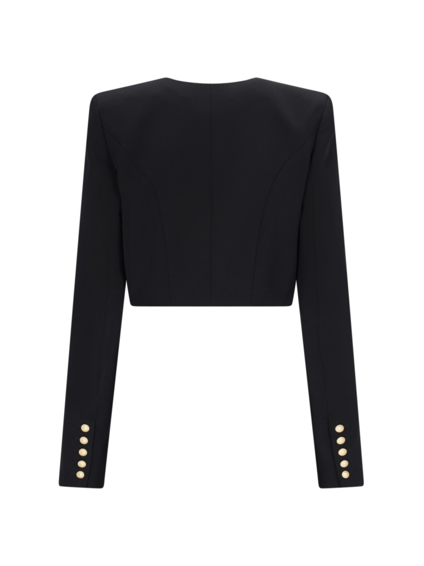 Balmain Panel Cropped Jacket Gold Buttons Sleeves