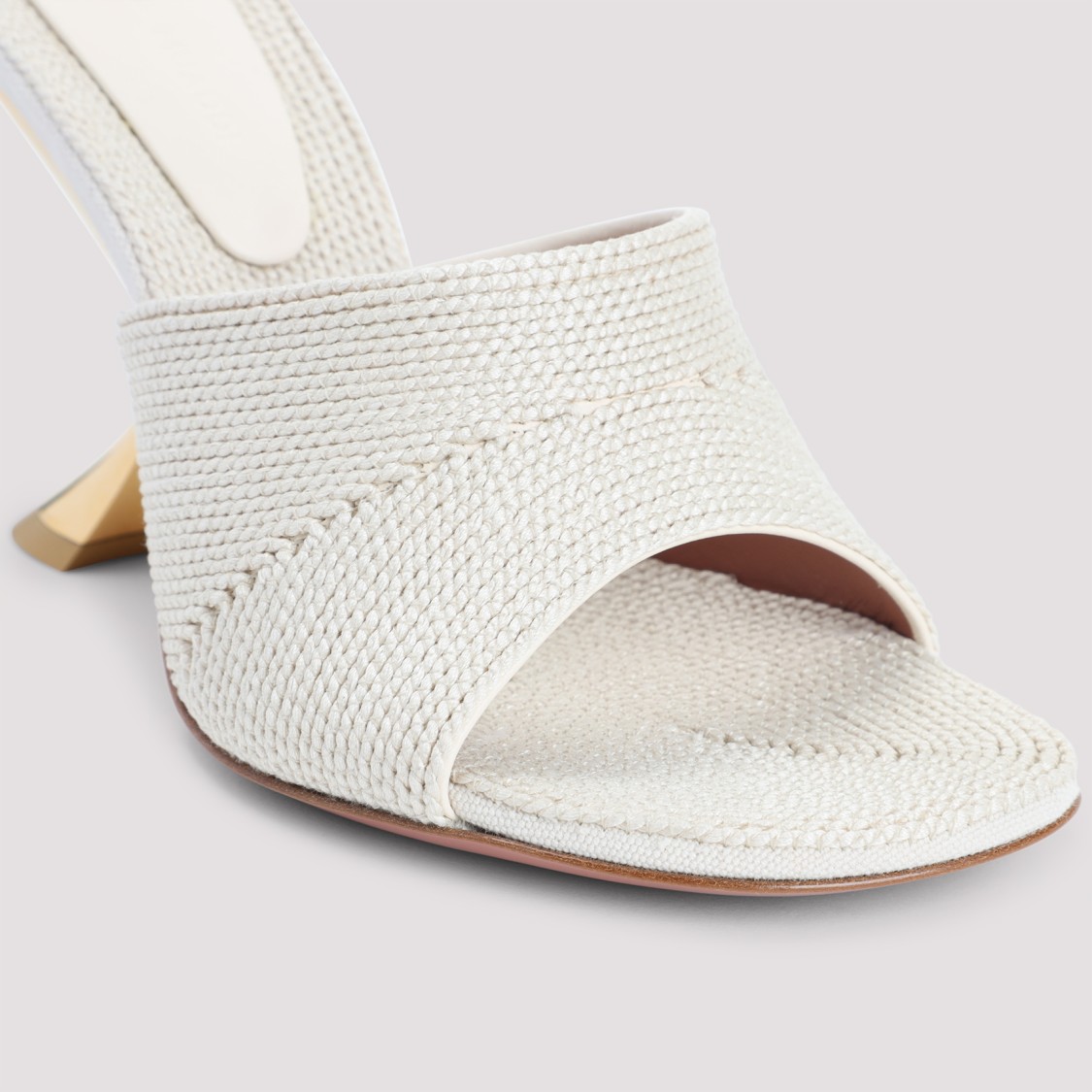 Amina Muaddi Taylor Woven 90 Slipper Sandals In Neutral