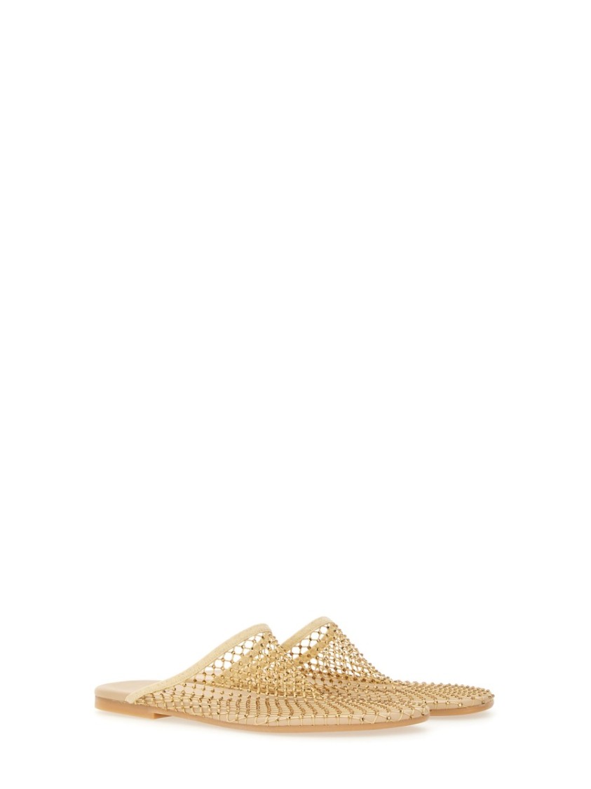 Alysi Open-toe Mesh Slip-on Sabot In Mesh In Gold