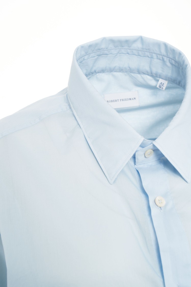 Robert Friedman Semi-transparent Cotton Shirt With Kent Collar In Blue