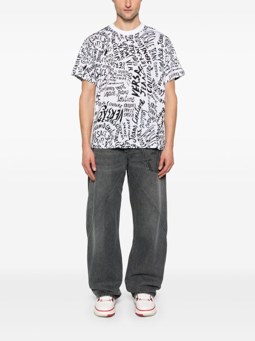 Shop Versace Jeans Couture Black Cotton T-shirt