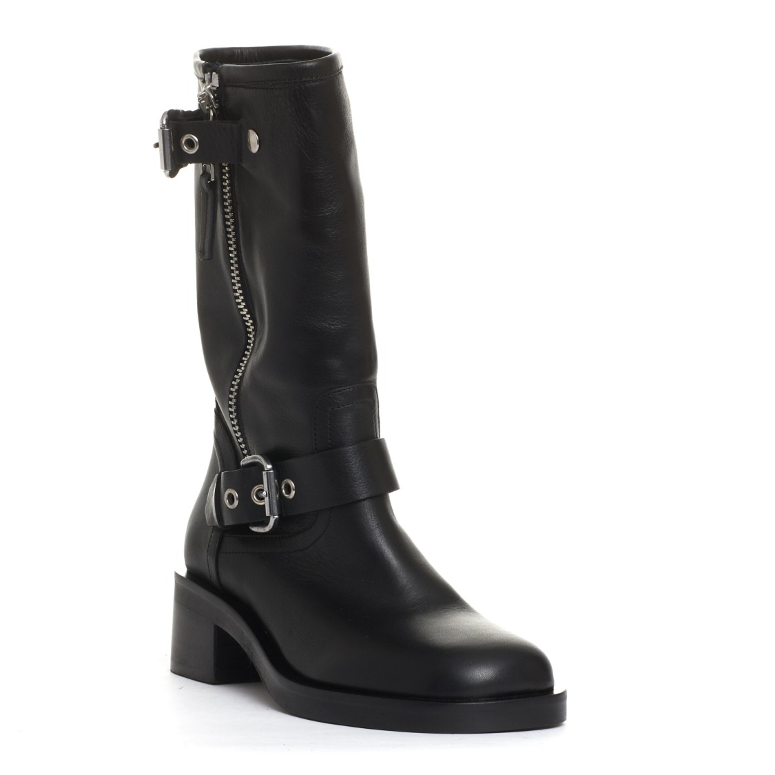 Shop Strategia Biker Ankle Boots With Square Toe And Buckles In Black