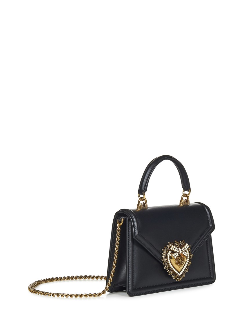 Dolce & Gabbana Structured Black Calf Leather Handbag In Black