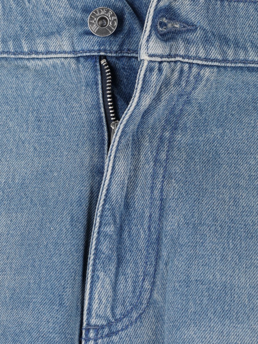 Jw Anderson Light Blue Bermuda Shorts With Cargo Pockets And Logo Patch On The Back In Denim Man In Blue