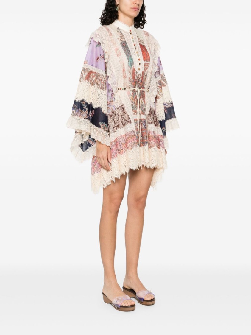 Zimmermann Rhiannon Billow Mini Dress In Neutral