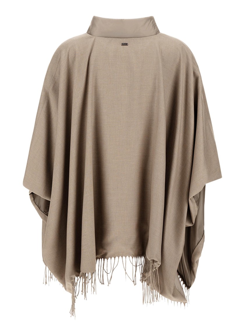 Herno Chantilly Silk And Ultralight Nylon Poncho In Neutrals