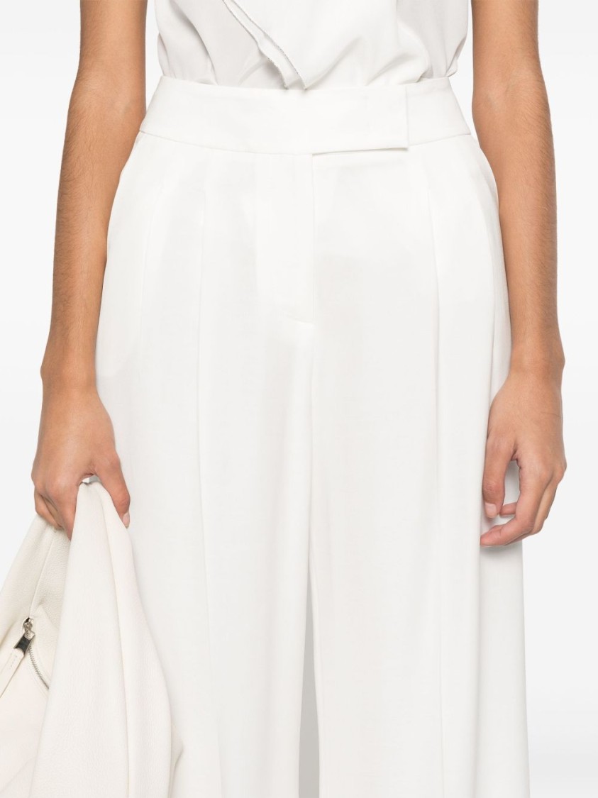 Peserico Pleated Wide-leg Trousers With Hidden Front Closure In White