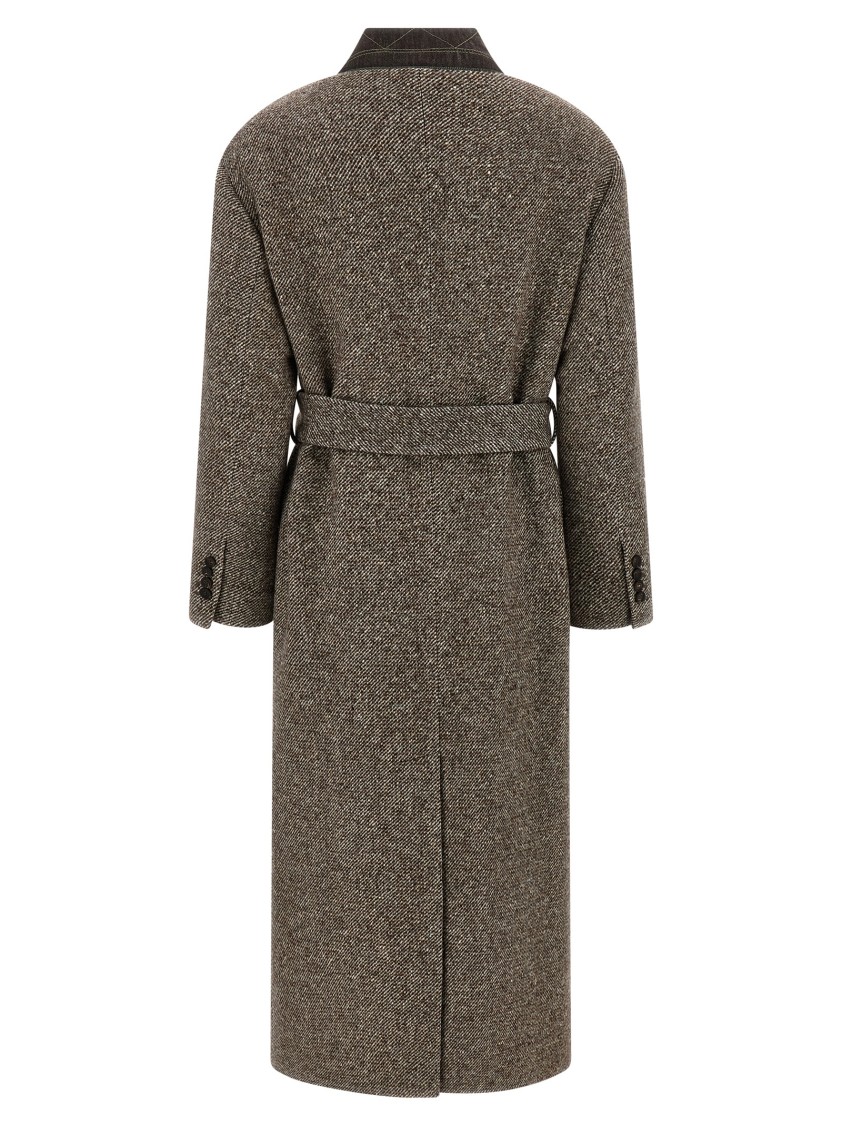 Brunello Cucinelli Single-breasted Coat Coats And Trench Coats Brown In Gray