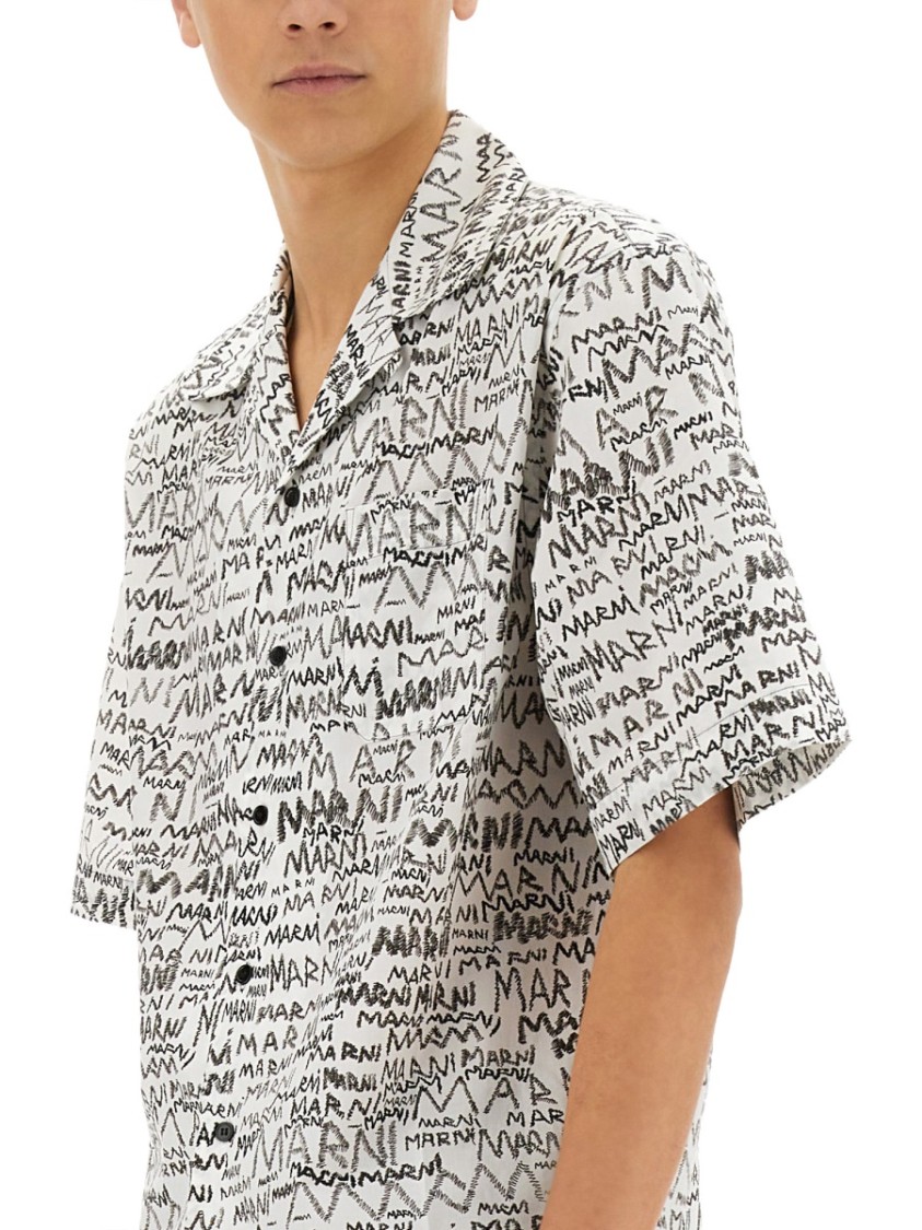 Marni Printed Collar Pocket Short Sleeve Shirt In Multicolor