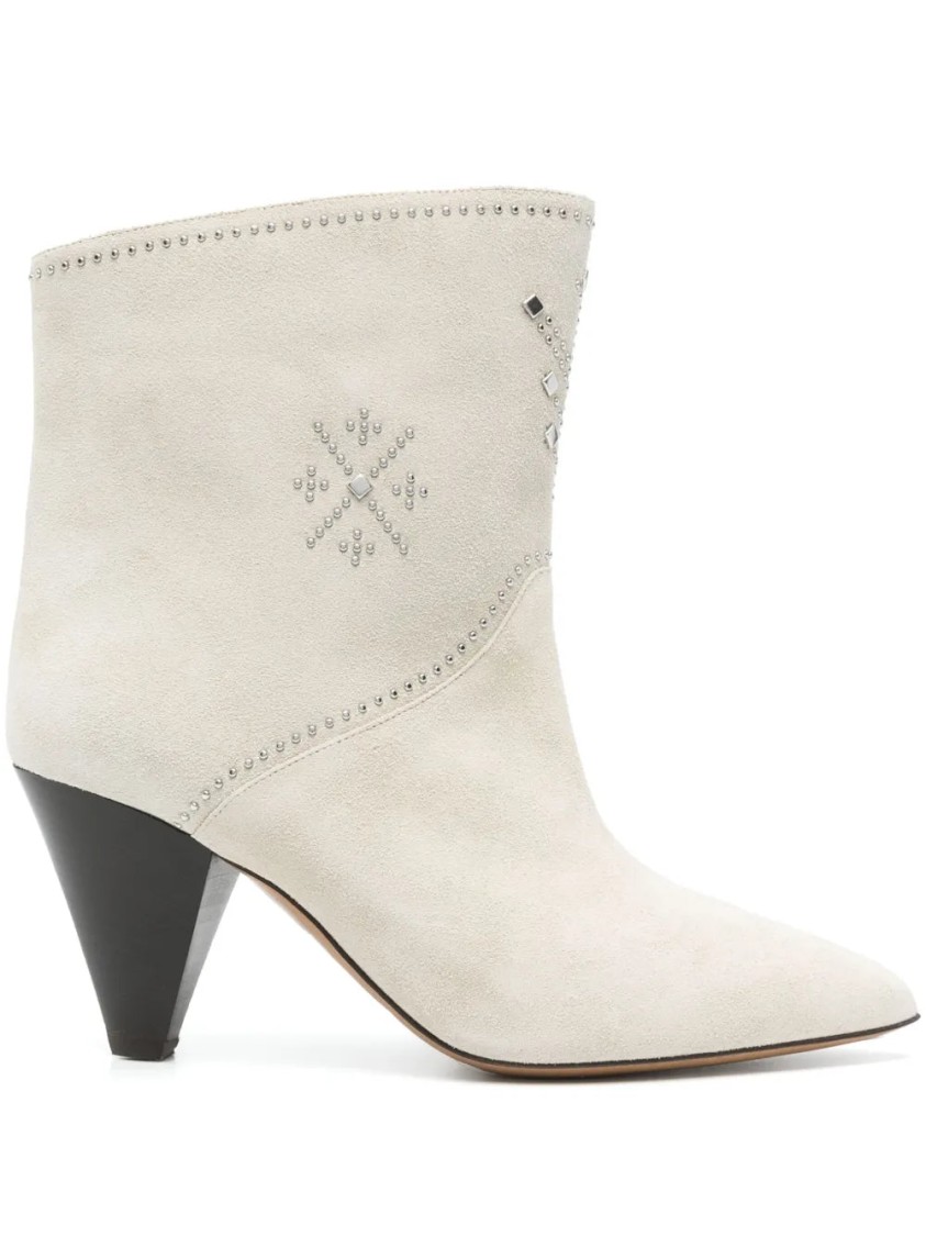 Shop Isabel Marant Ecru 75mm Loline Boots In White