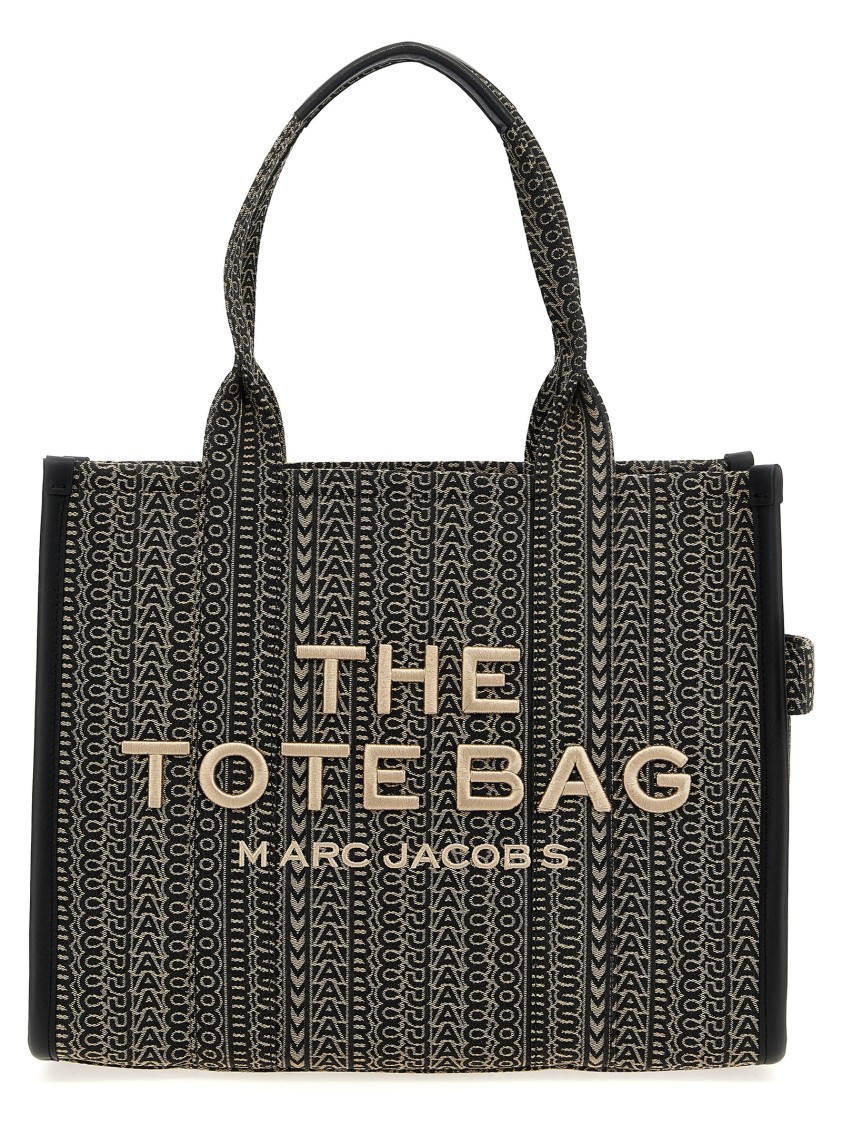 Marc Jacobs 'the Monogram Jacquard Large Tote' Shopping Bag In Black