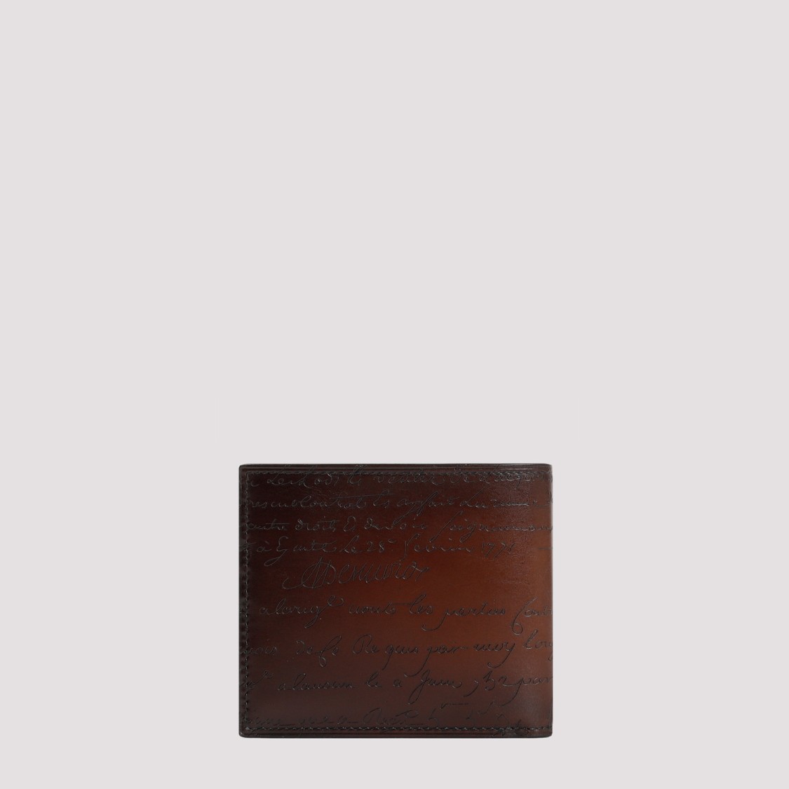 Berluti Calf Leather Neo Venezia Written Wallet In Brown