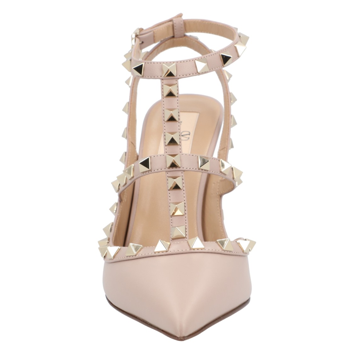 Valentino Rockstud Pointed Toe Caged Pumps In Neutral