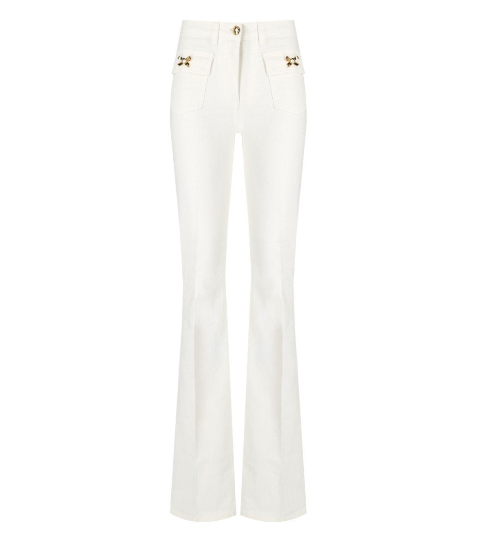 Elisabetta Franchi Ivory Cotton Jeans