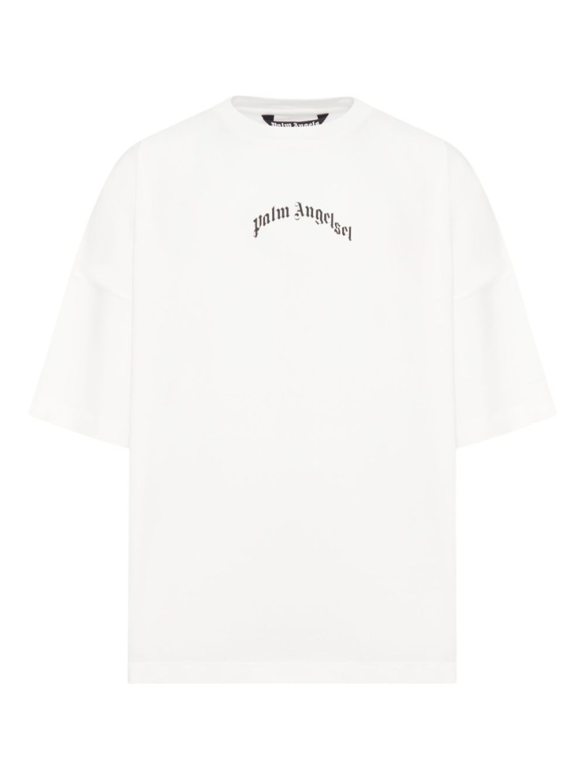 Palm Angels Relaxed-fit White T-shirt With Logo Print In White