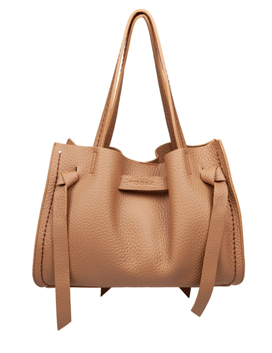 Visonà Visona' Leather Shoulder Bag In Neutral