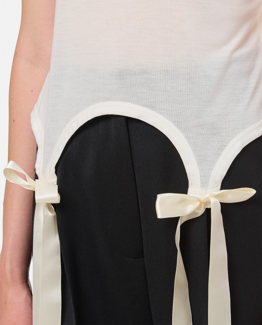 Simone Rocha Off-white Bow Tail Easy T-shirt In White