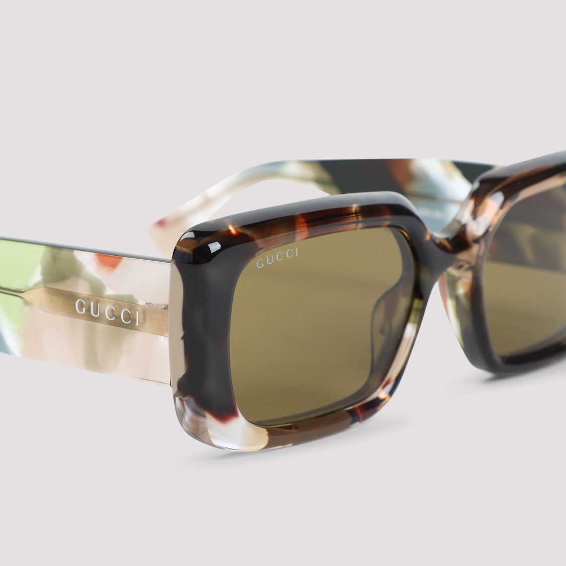 Gucci Gg 1906s Green And Brown  Acetate Sunglasses In Brown