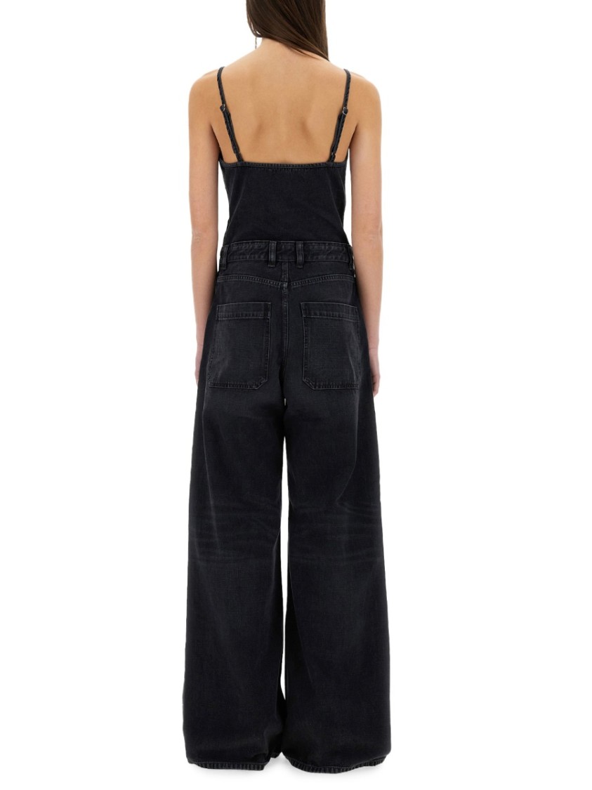 Diesel Black Jeans With Overalls And D Logo Plaque On The Front In Black
