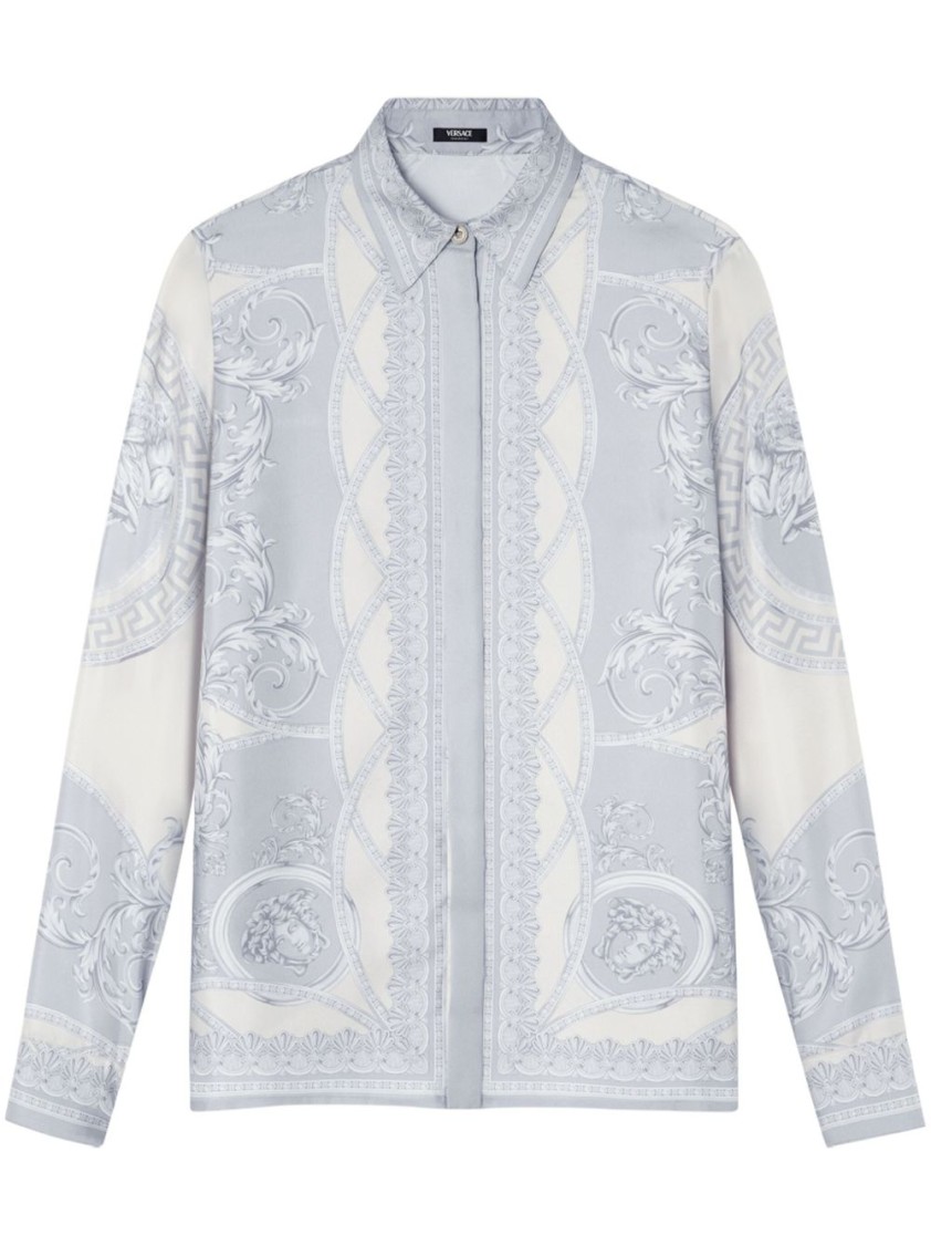 Versace Women's Printed Silk Shirt In Neutrals