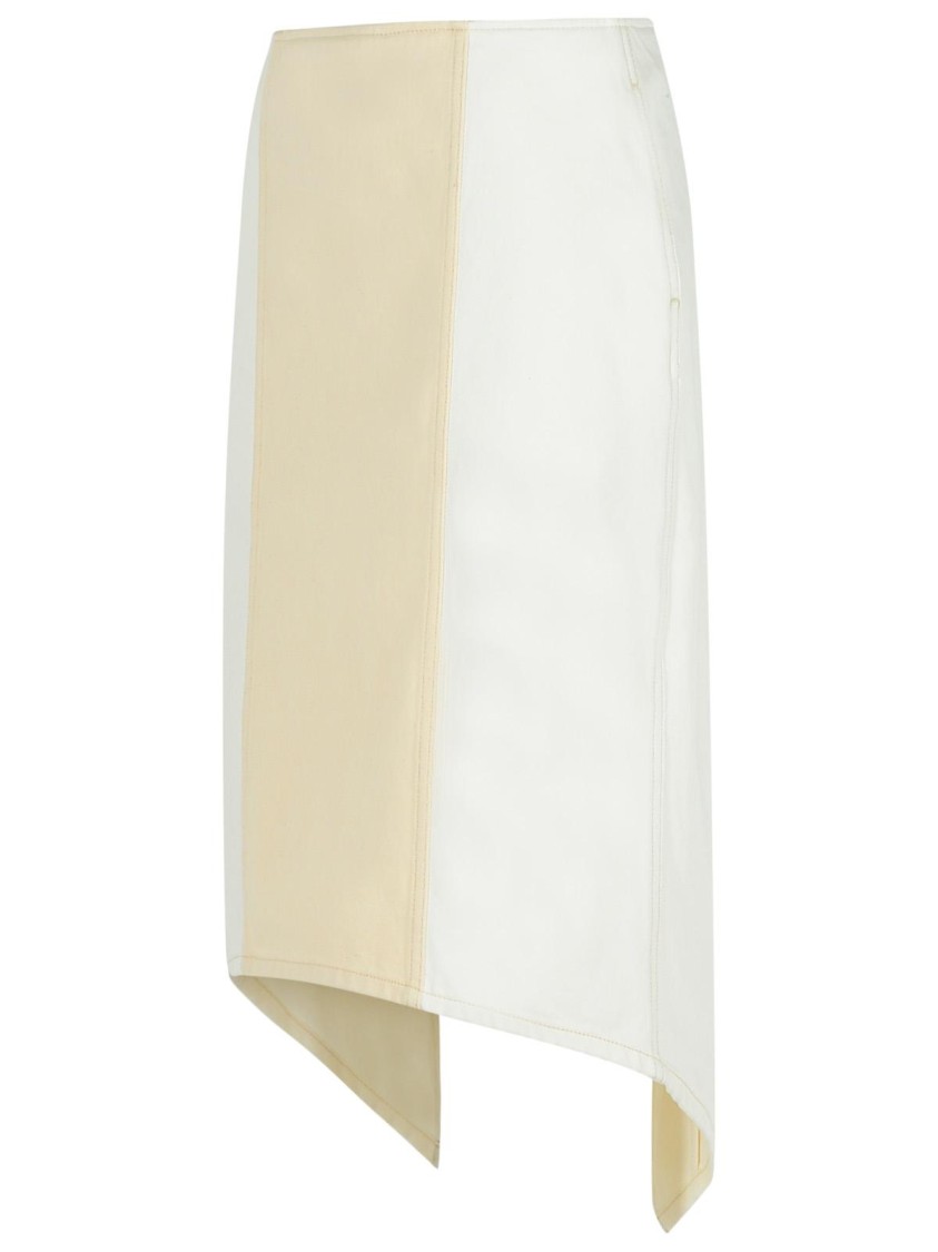 Jw Anderson Cotton Skirt With Layered Asymmetric Hem In White