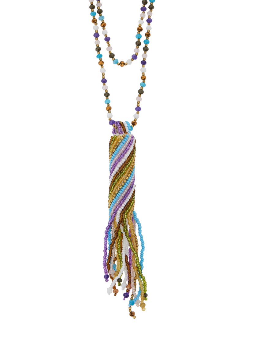 MOMONÍ MOMONÌ UAKARI' MULTICOLOR DOUBLE WRAP NECKLACE WITH BEADS 