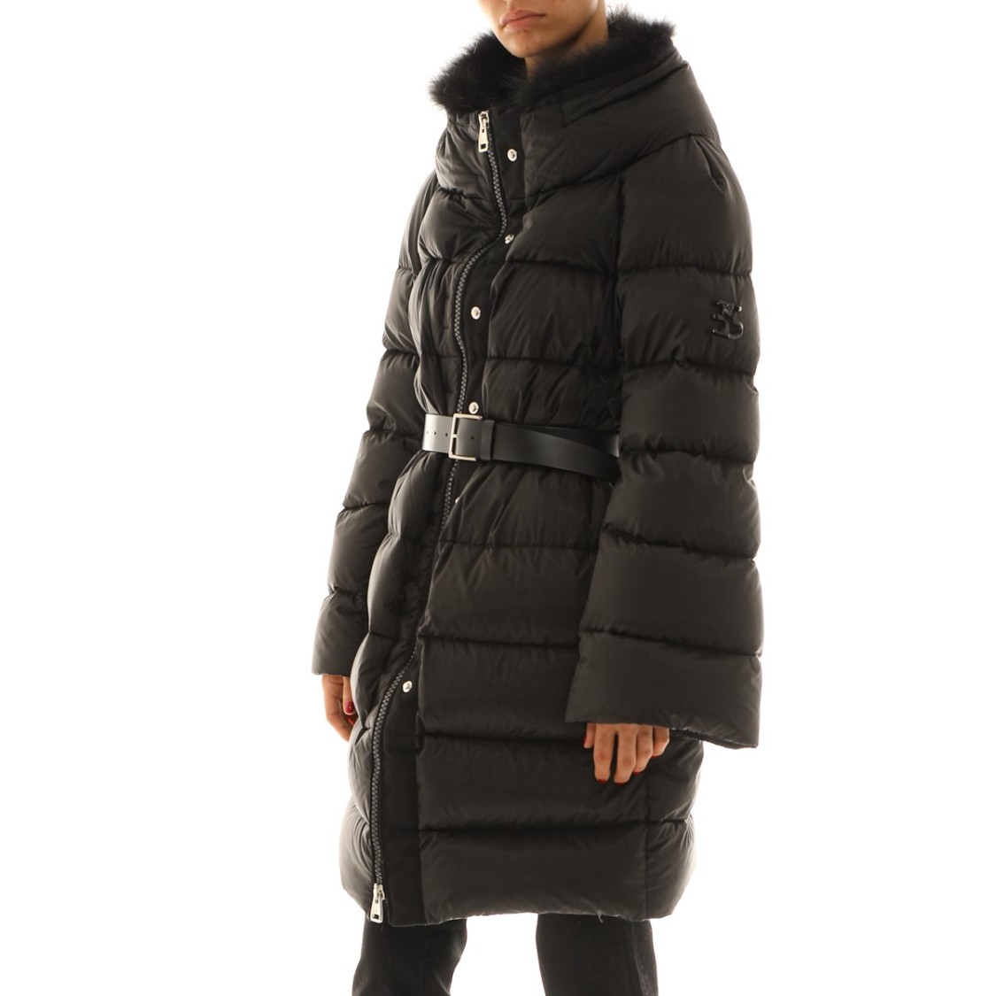 Ermanno Scervino Long Down Jacket With Hood In Black Nylon In Black