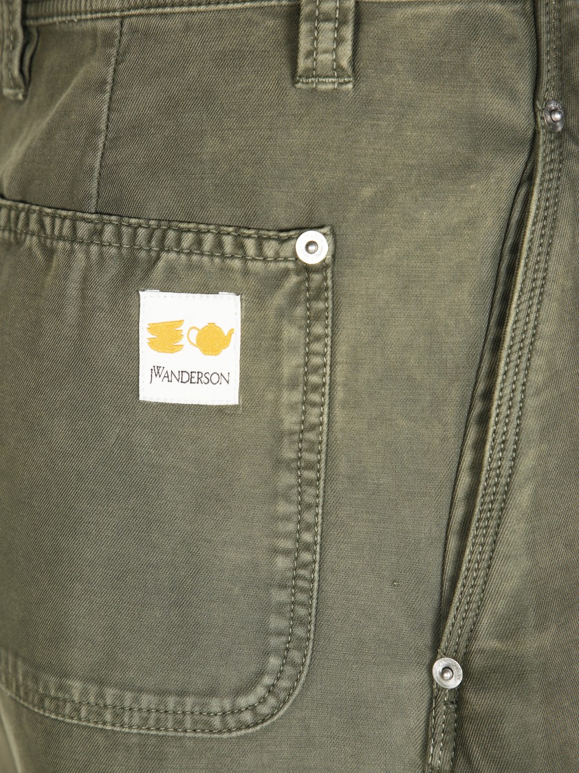 Jw Anderson Seamed Trousers With Pockets And Loops In Green