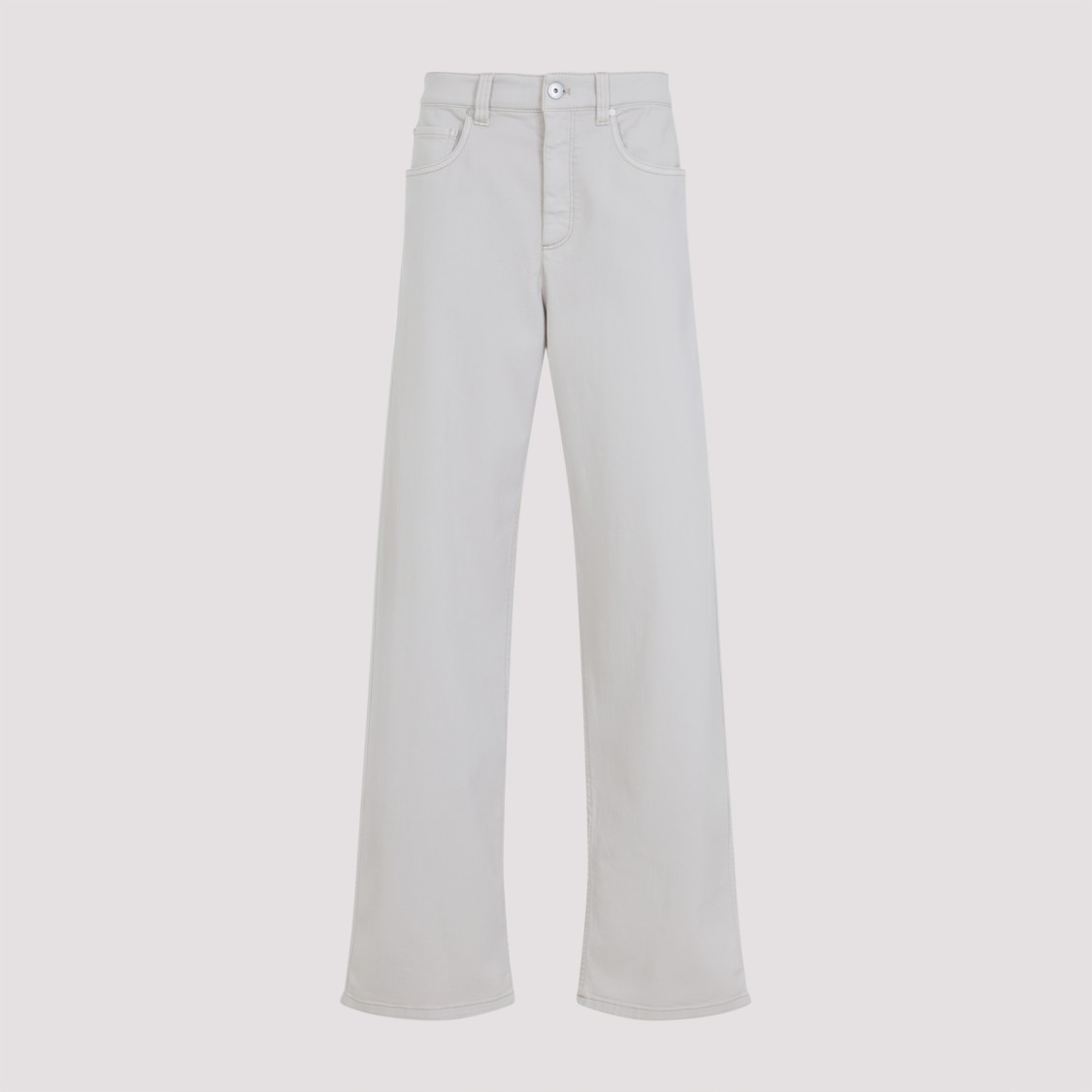 Brunello Cucinelli Garment Dyed Grey Cotton Jeans In White