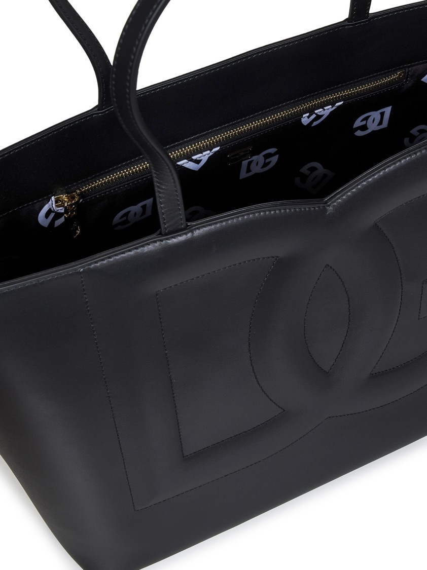 Dolce & Gabbana Black Calf Leather Tote In Black
