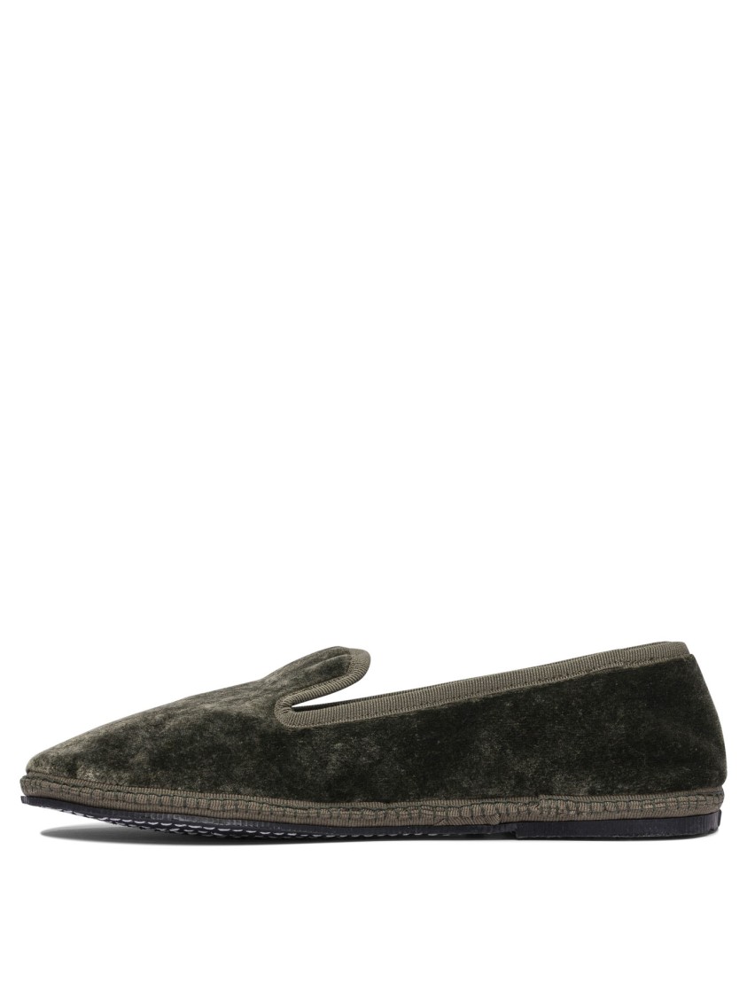 Sentier Di Segantin Roberta Green Loafers With Plush Texture And Durable Sole In Black