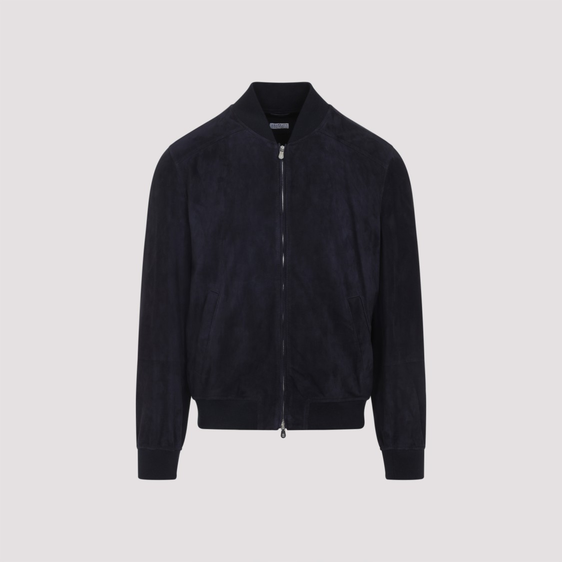 Brunello Cucinelli Ribbed Edges Suede Leather Jacket In Black