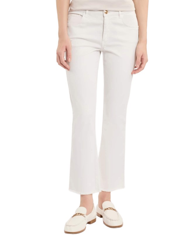 Fay Straight-leg Beige Pants With Flared Hem