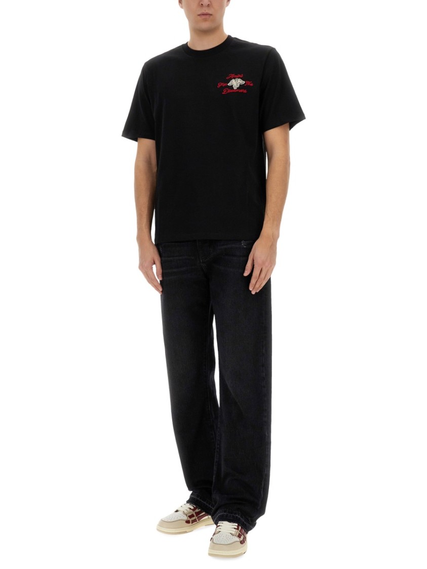 Shop Amiri "dreamers" Black Cotton T-shirt