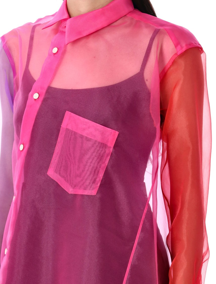 COMME DES GARÇONS COMME DES GARÇONS ASYMMETRIC COLOR BLOCK ORGANZA SHIRT