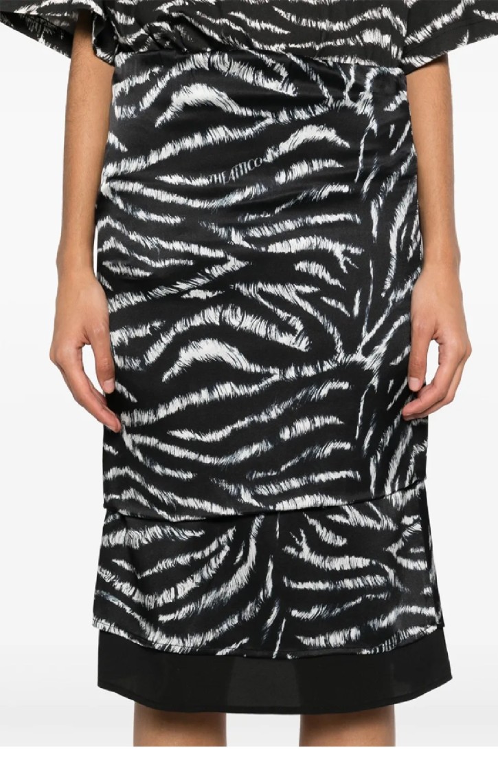スカート The Attico Zebra-Printed Midi Skirt With Layered Design The Attico Zebra-Printed Skirt With Layered Design | THE LIST